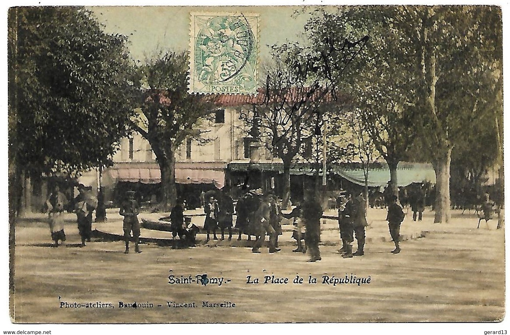 A2 BDR 13 SAINT REMY DE PROVENCE La Place De La République 1906 Colorisée BE - Saint-Remy-de-Provence