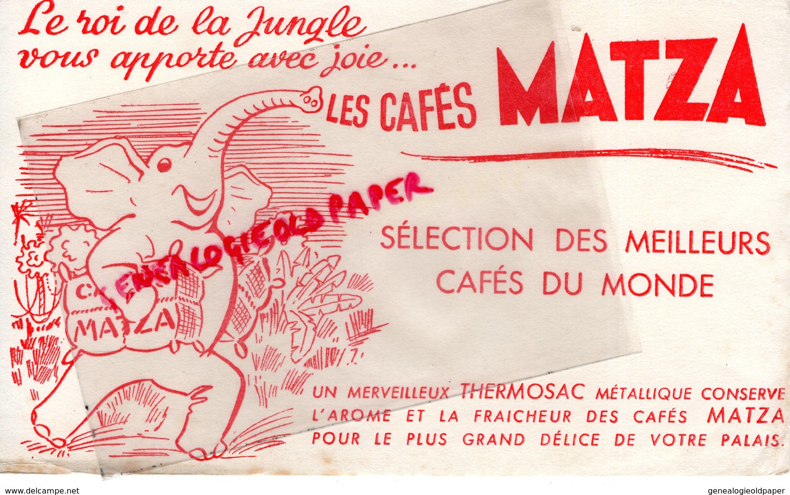 BUVARD ELEPHANT -  CAFE CAFES MATZA - - Dieren