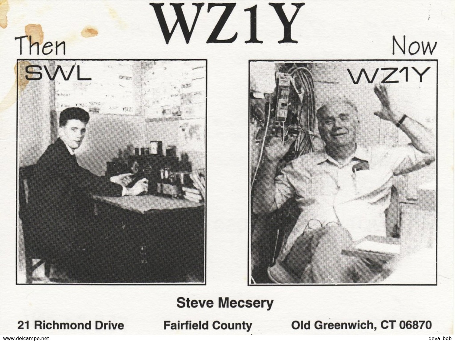 Amateur Radio QSL Card WZ1Y Steve Mecsery Old Greenwich CT USA 1997 - Radio Amateur