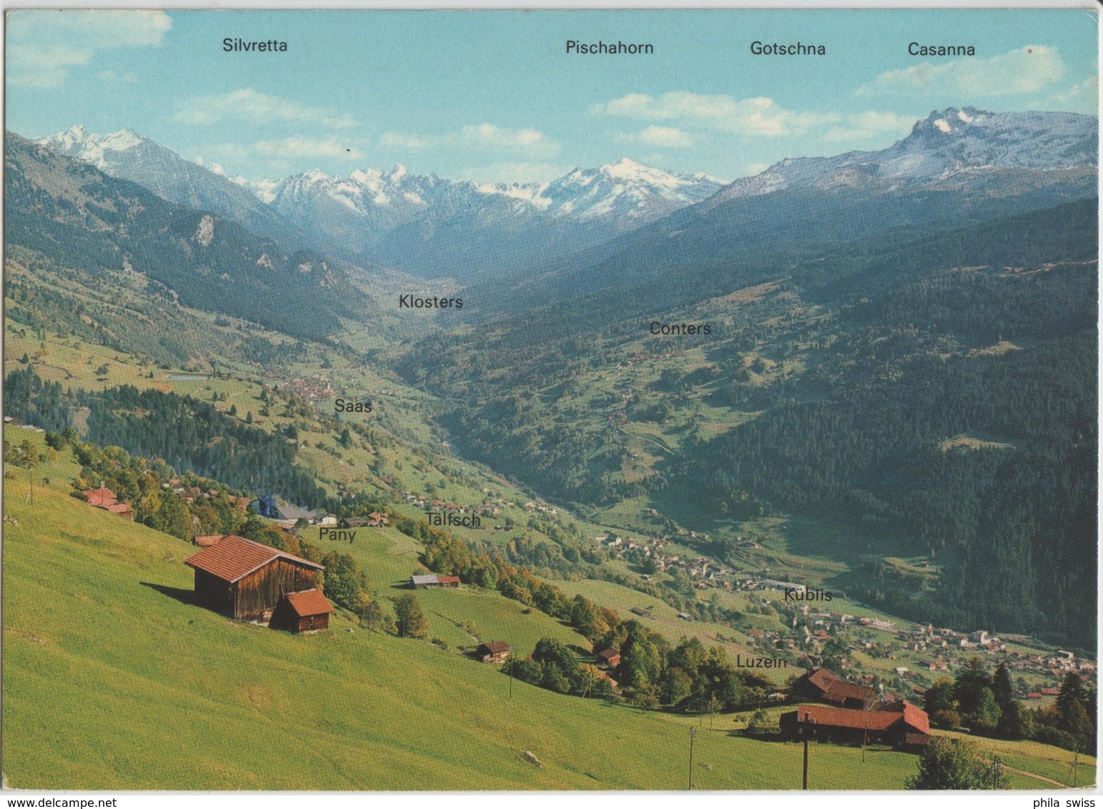 Blick Von Pany Auf Das Obere Prättigau Luzein-Küblis-Conters-Saas-Serneus-Silvrettagruppe-Casanna - Luzein