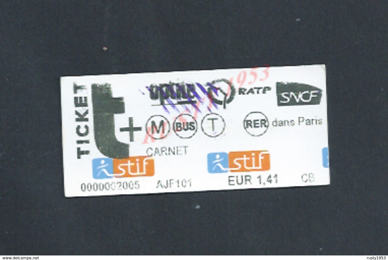 TICKET DE TRANSPORT SNCF R ATP : - Europe