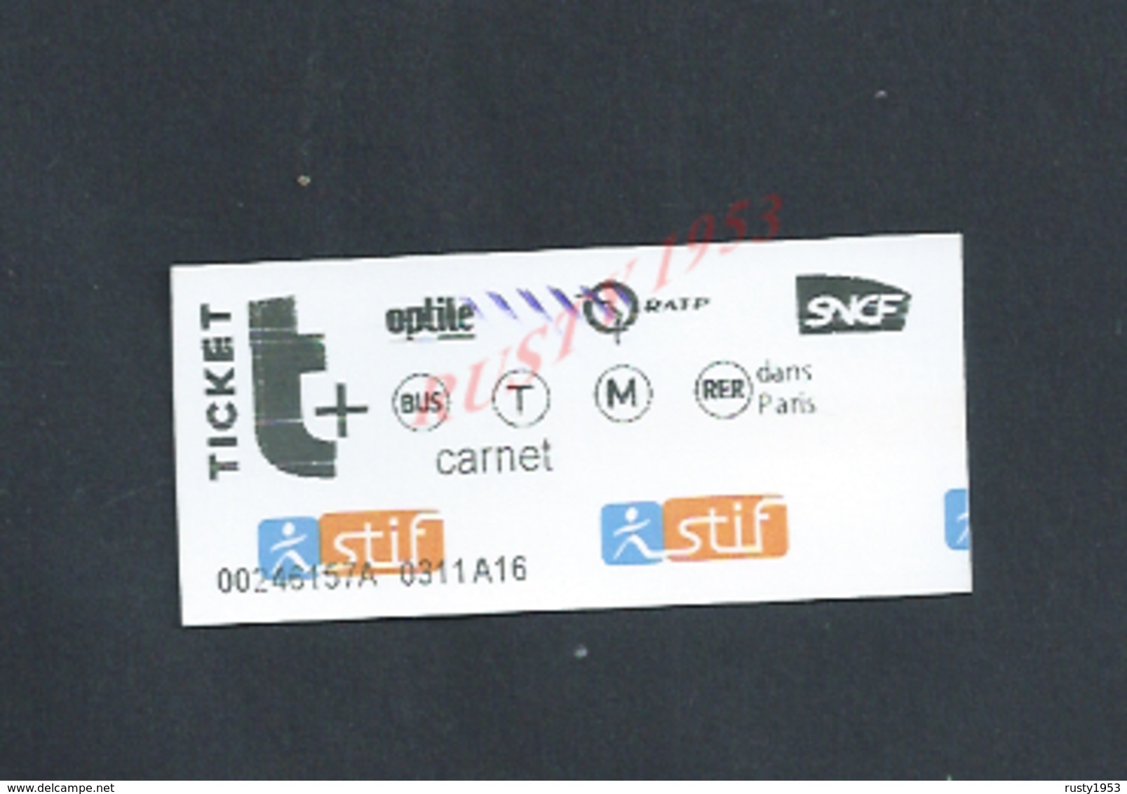 TICKET DE TRANSPORT SNCF R ATP : - Europe