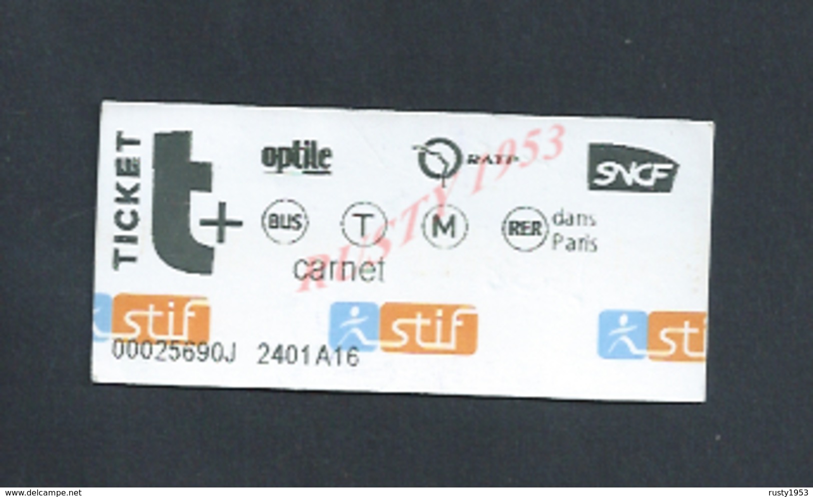 TICKET DE TRANSPORT SNCF R ATP : - Europe