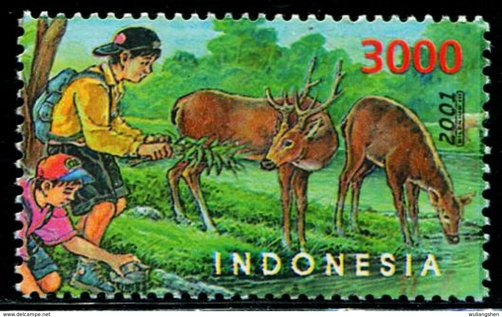 AZ2984 Indonesia 2001 Children And Deer Sheetlet 1V MNH - Other & Unclassified