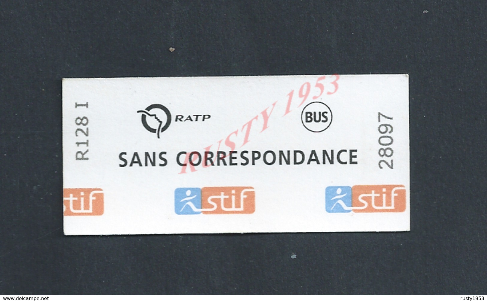 TICKET DE TRANSPORT R ATP BUS : - Europe