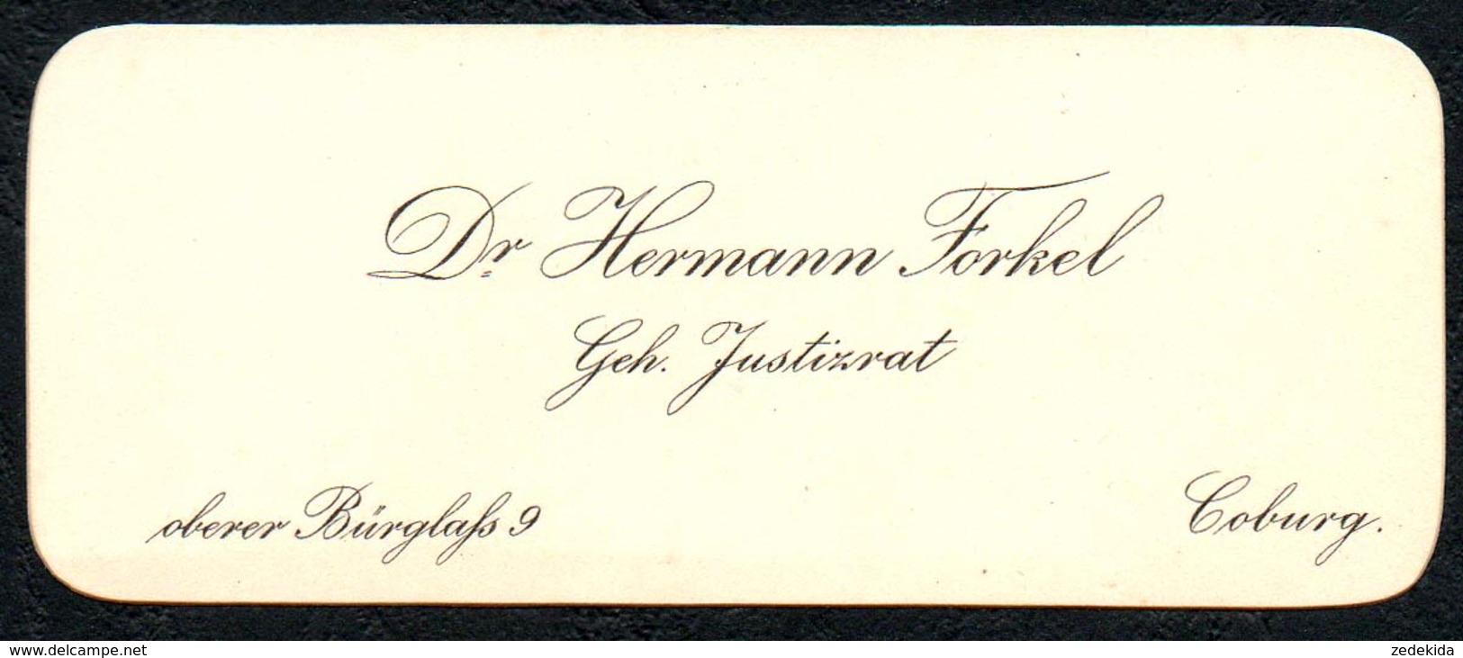 B6461 - Coburg - Dr. Hermann Forkel - Justizrat - Visitenkarte - Visitenkarten