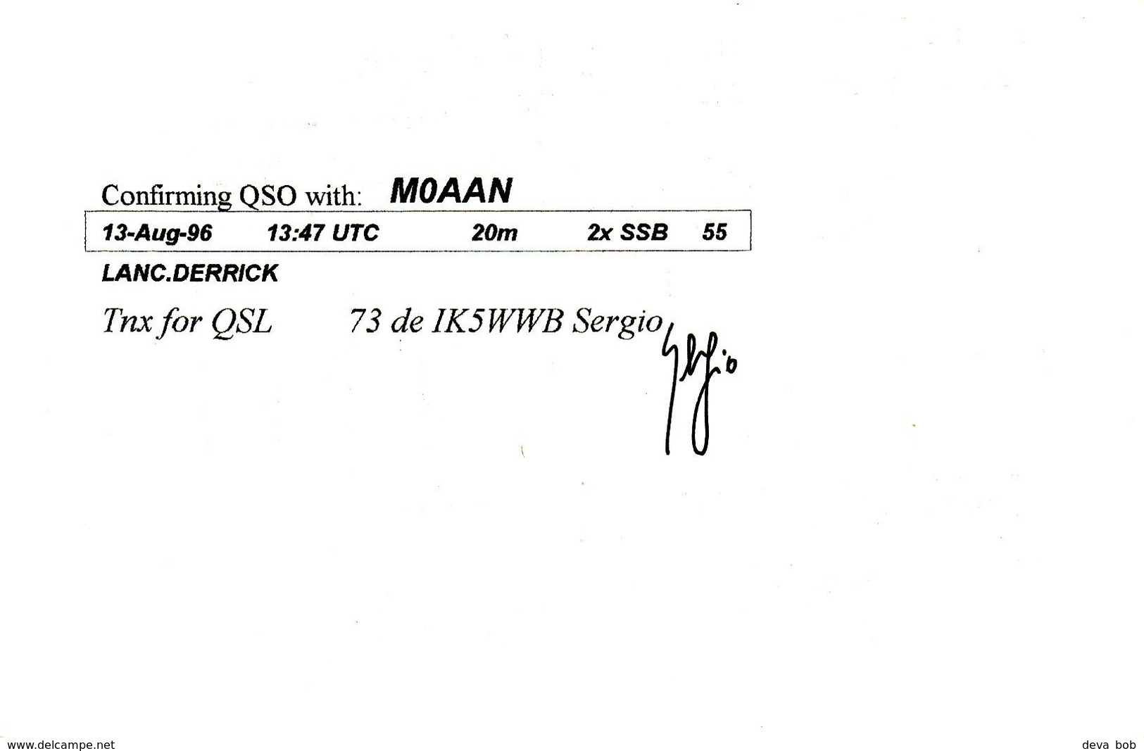 Italian Amateur Radio QSL Card IK5WWB Lucca Italy 1996 Conti Machine Gun Soldier - Radio Amateur