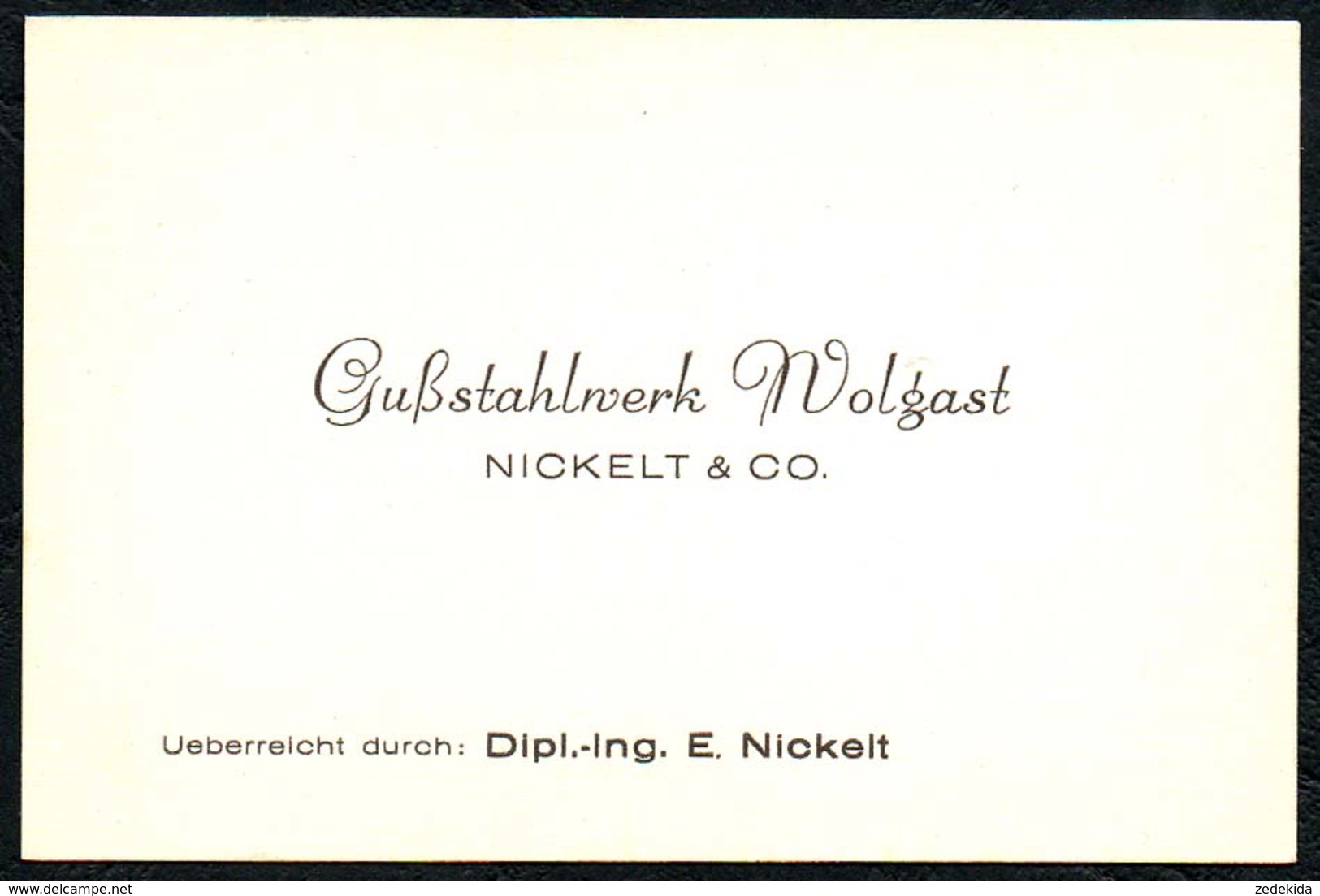 B6476 - Wolgast - Gußstahlwerk Nickel & Co - Visitenkarte - Visiting Cards