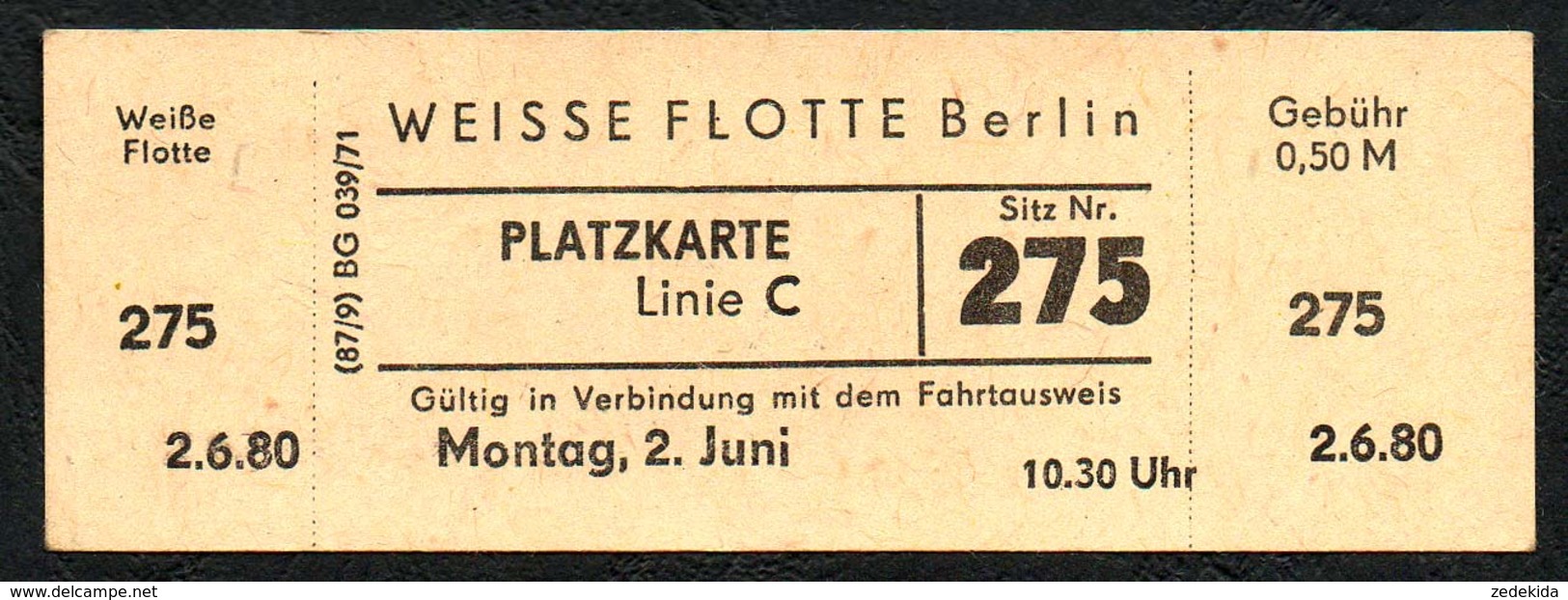 B6477 - Weisse Flotte Berlin - Fahrschein Fahrkarte Ticket - Europe