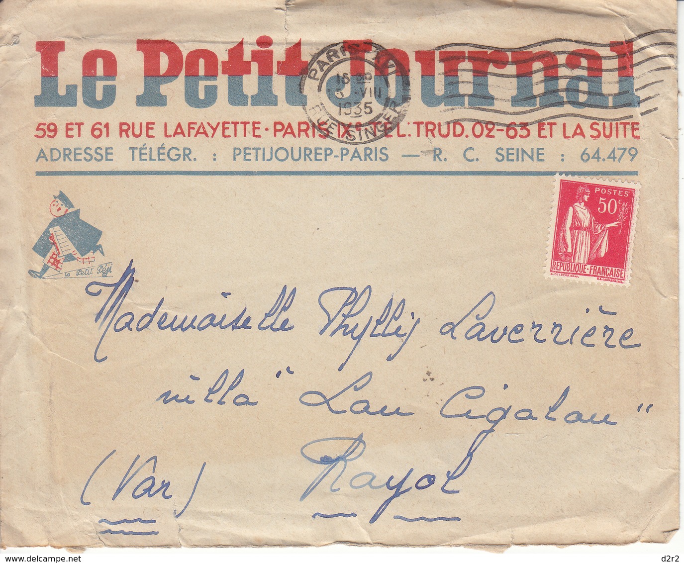 LETTRE AVEC LOGO " LE PETIT JOURNAL " PARIS - 1935 - EN L'ETAT - 1921-1960: Modern Period