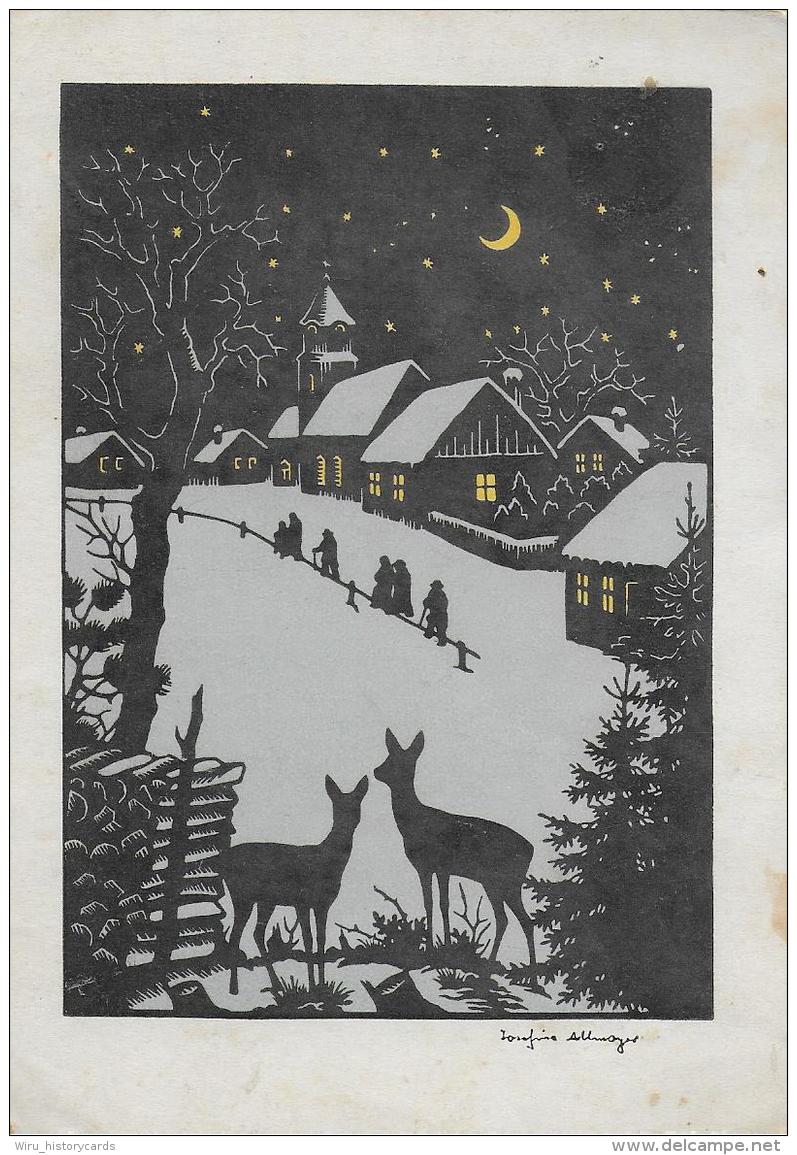 AK 0022  Weihnachten ( Künstlerksrte ) - Scherenschnitt Von Josefine Allmayer Um 1950 - Siluette