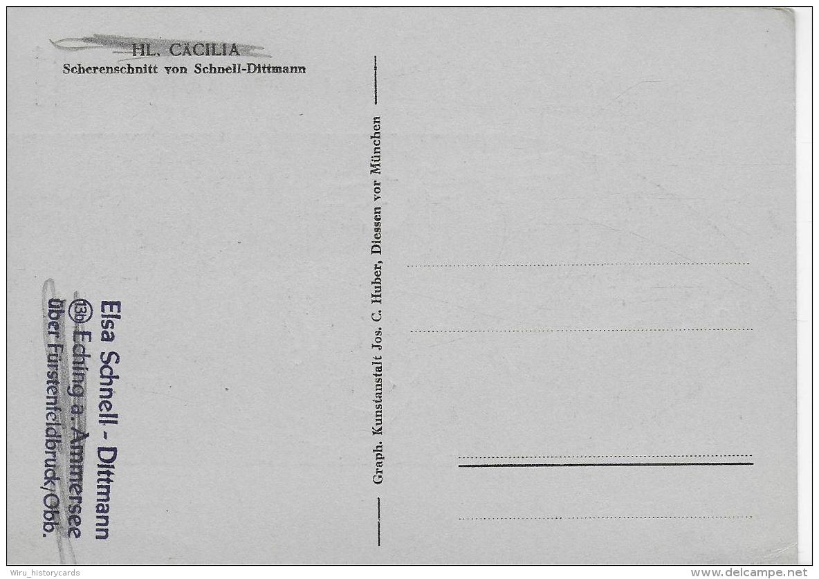 AK 0022  Heilige Cäcilia - Scherenschnitt Von Schnell-Dittmann Um 1940-50 - Scherenschnitt - Silhouette