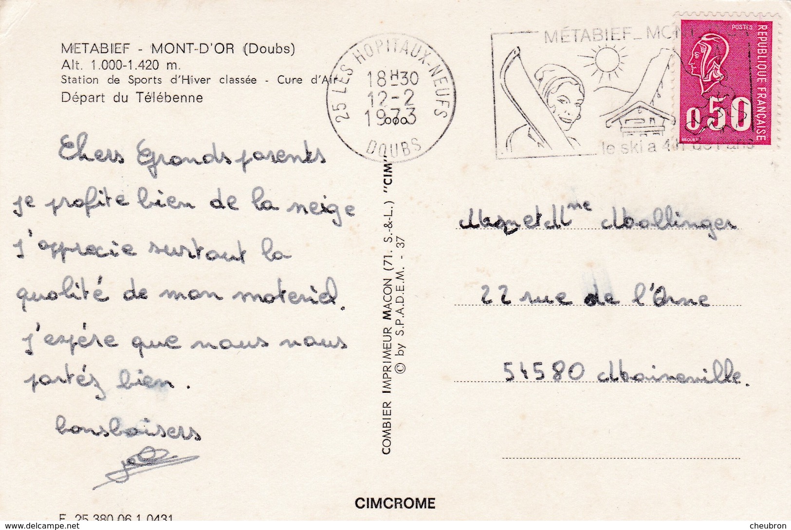 25. METABIEF MONT D'OR DÉPART DU TÉLÉBENNE. ANNEE 1973 - Other & Unclassified