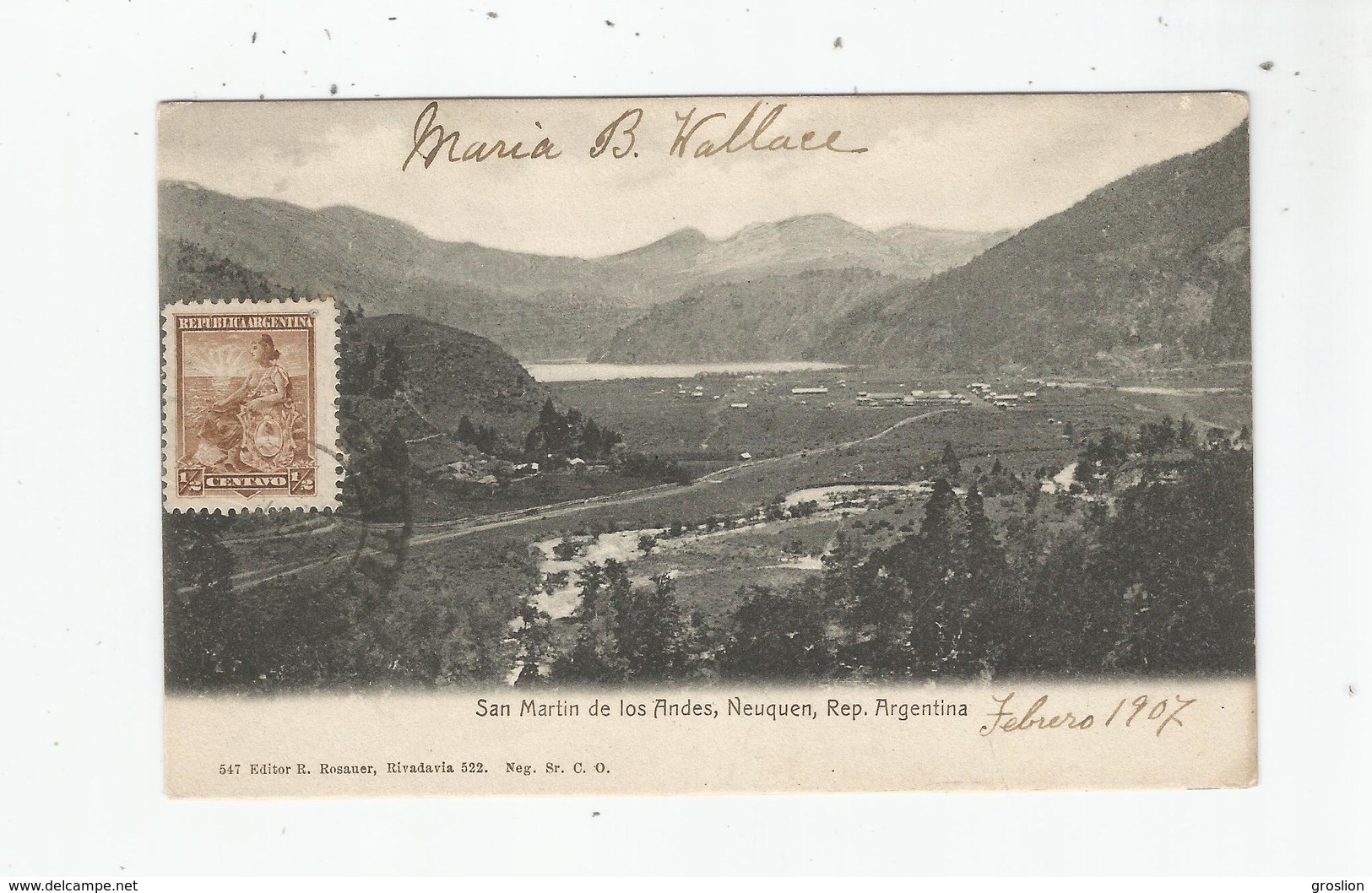 SAN MARTIN DE LOS ANDES , NEUQUEN, 547   REPUBLICA ARGENTINA  1907 - Argentine