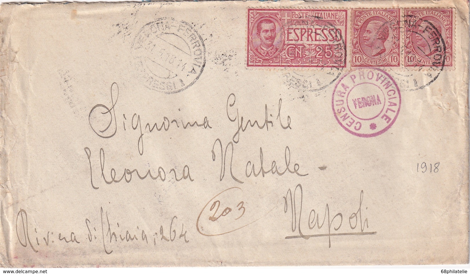 ITALIE 1918 LETTRE CENSUREE DE VERONA - Storia Postale