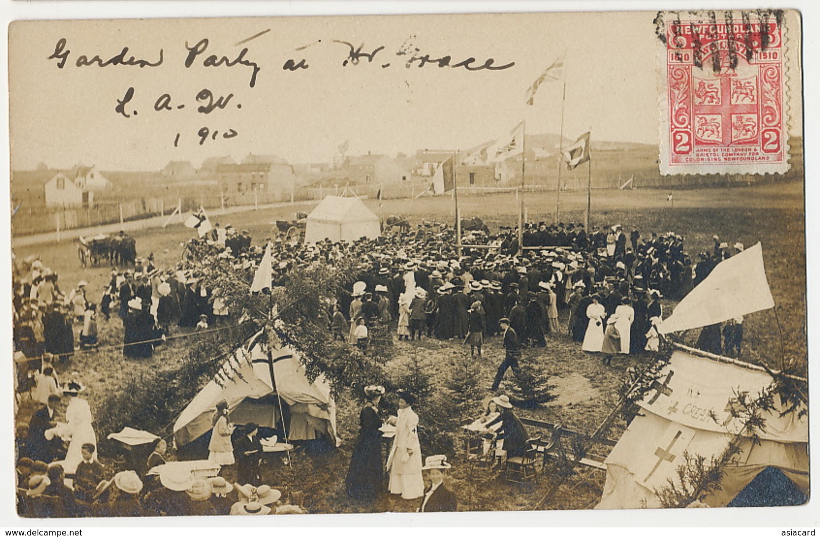 Terre Neuve Newfoundland  Real Photo Garden Party 1910 Red Cross Croix Rouge . P. Used To Belgium - Altri & Non Classificati