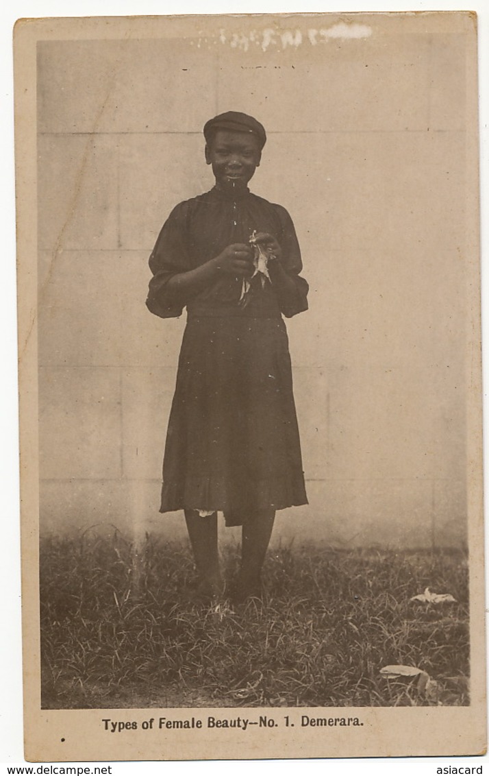 British Guiana Guyana Type Of Female Beauty Wearing A Cap  No 1 Demerara Light Crease Top Left Corner - Autres & Non Classés