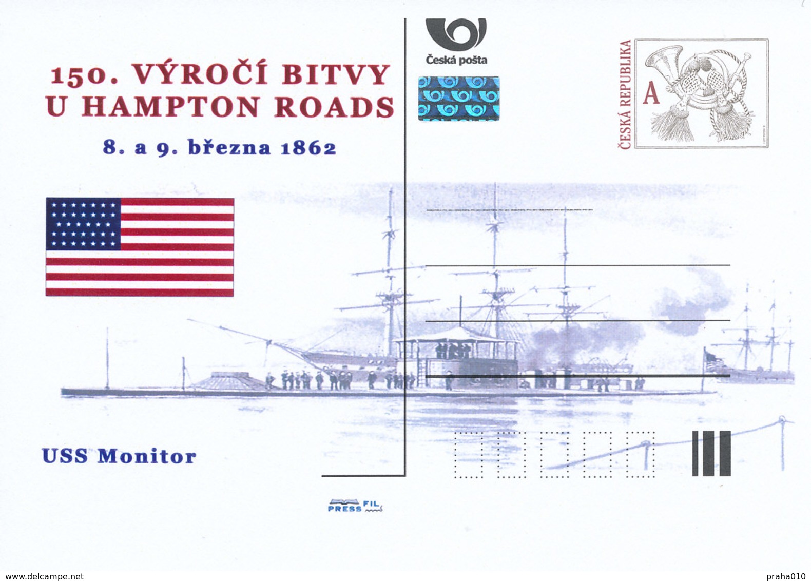 Rep. Ceca / Cart. Postali (Pre2012/13) 150 ° Anniversario Della Battaglia Di Hampton Roads (1862) - USS Monitor - Buste