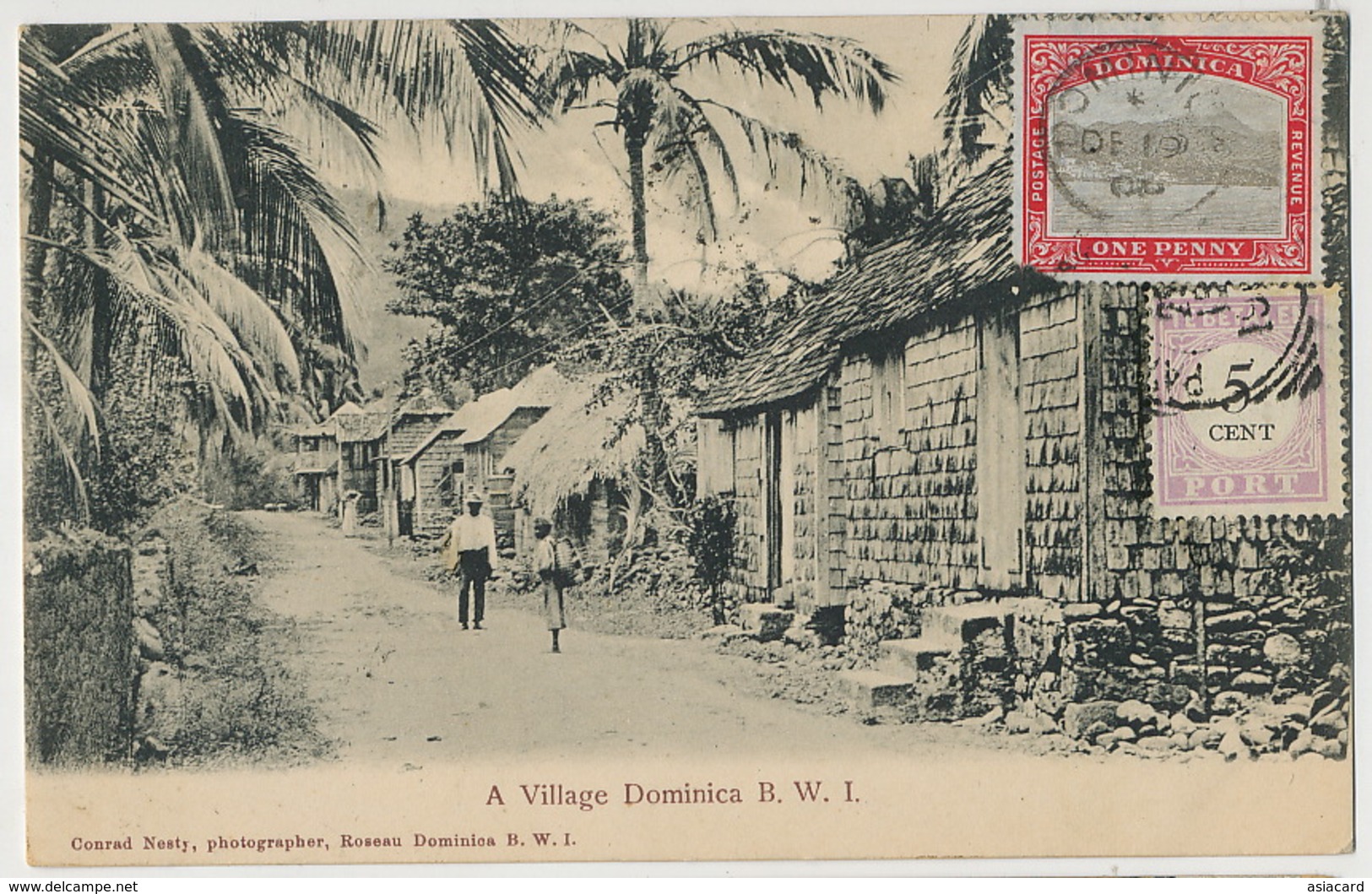 Dominica  A Village B.W.I. Edit Nesty Roseau  P. Used And Tax To Paramaribo  Surinam - Dominique