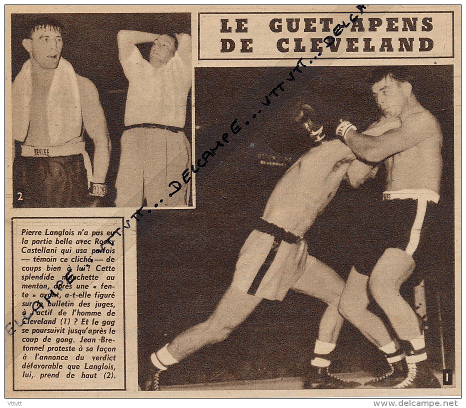 DOCUMENT, BOXE, PIERRE LANGLOIS - ROCKY CASTELLANI, CLEVELAND, JEAN BRETONNEL, COUPURE REVUE (1953) - Collections