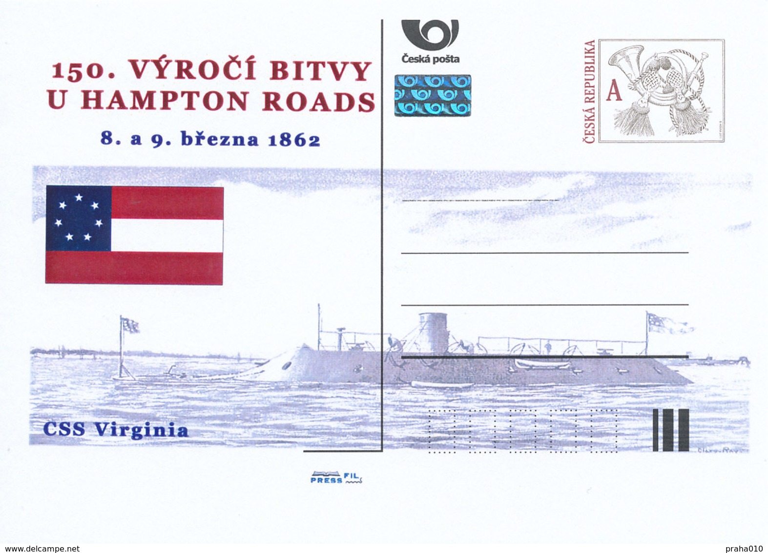 Rep. Ceca / Cart. Postali (Pre2012/14) 150 ° Anniversario Della Battaglia Di Hampton Roads (1862) - CSS Virginia - Buste