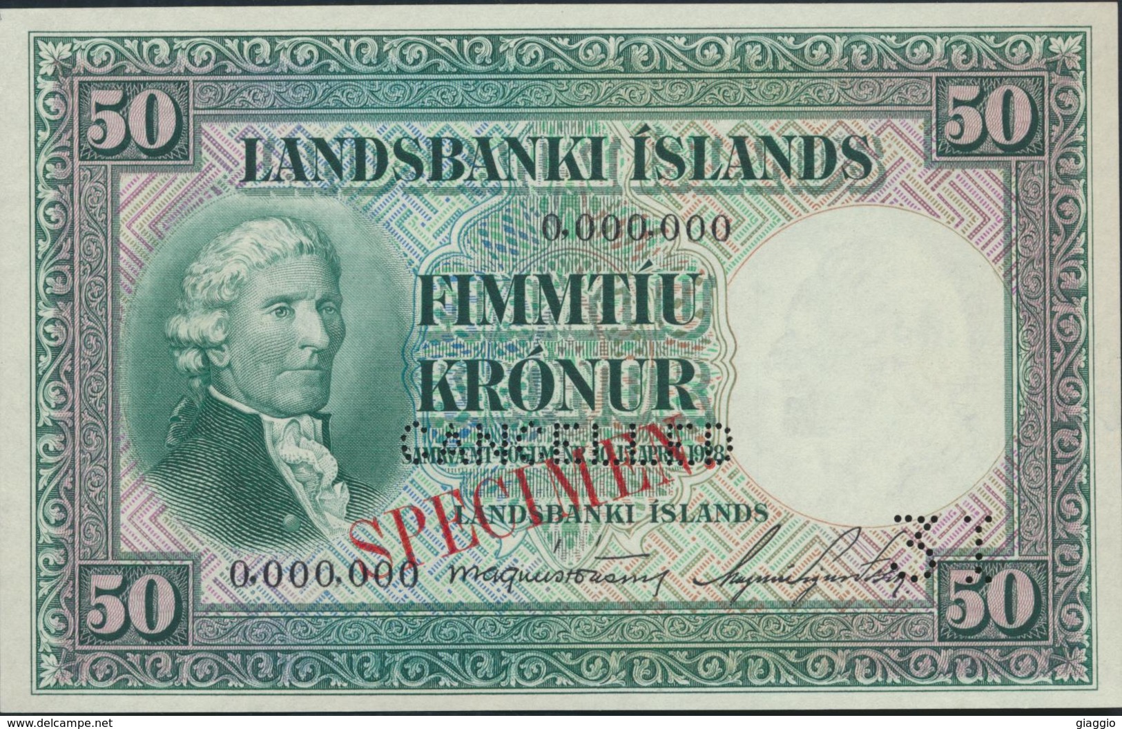 °°° SPECIMEN ICELAND 50 KRONUR 1956 °°° - Islanda