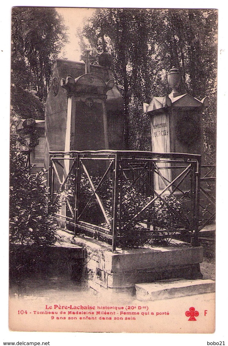 2445 - Paris ( XXe ) - Le Père Lachaise Historique - Tombeau De Madeleine Milcent-Pomme - F.Fleury ,- N°104 - - Arrondissement: 20