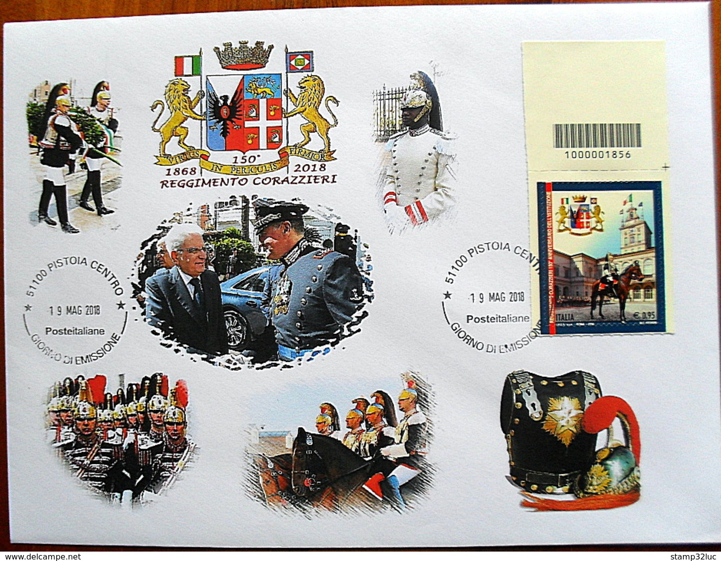 ITALIA ITALY 2018 FDC CORAZZIERI CARABINIERI Cuirassiers Codice A Barre Busta Grande UNIQUE  PEZZO UNICO - FDC