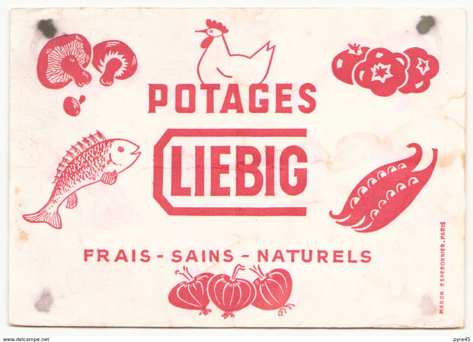 Buvard  ( 20 X 14.5 Cm ) Liebig Potages ( Pliures, Auréoles, Taches ) - Potages & Sauces