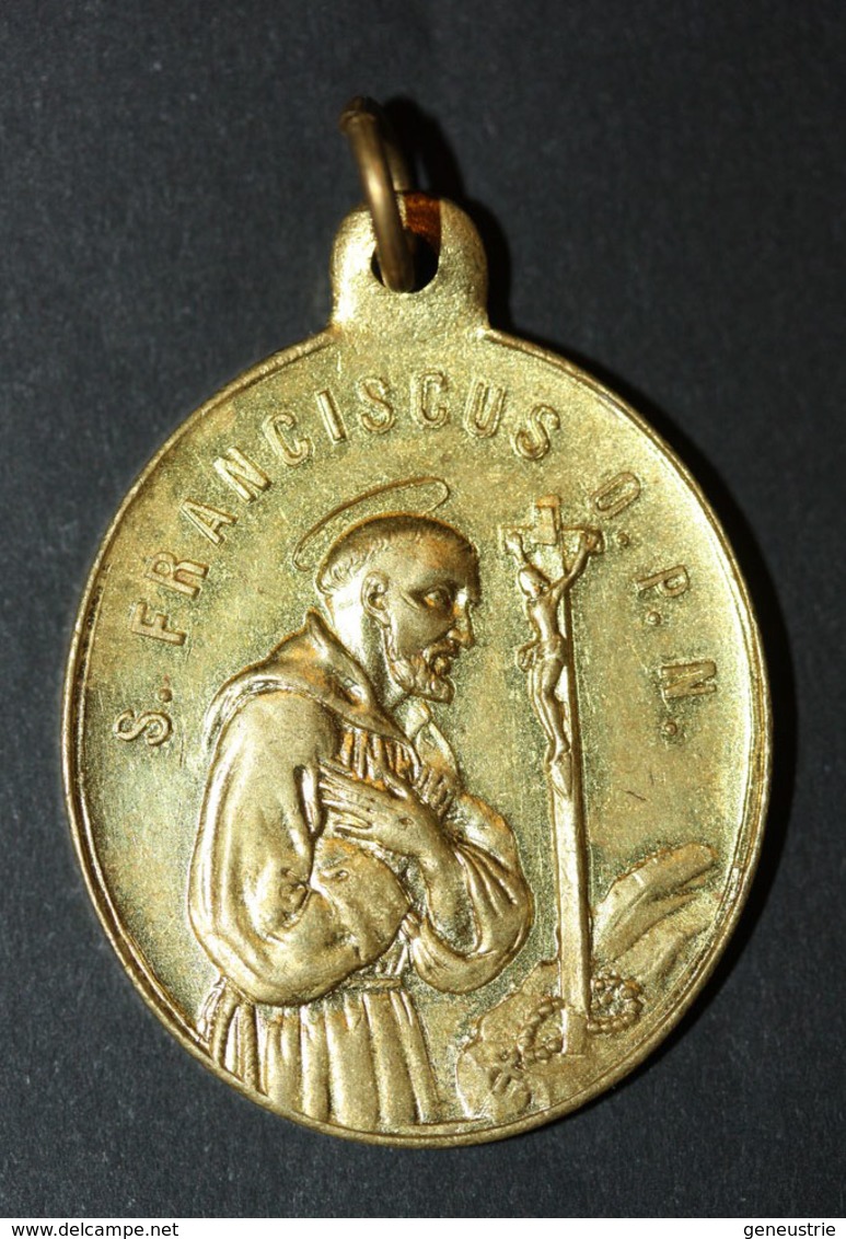 Beau Médaillon Bronze XIXème Pendentif Médaille Religieuse "S. Franciscus / Médaille Miraculeuse" Paris Religious Medal - Religion & Esotérisme