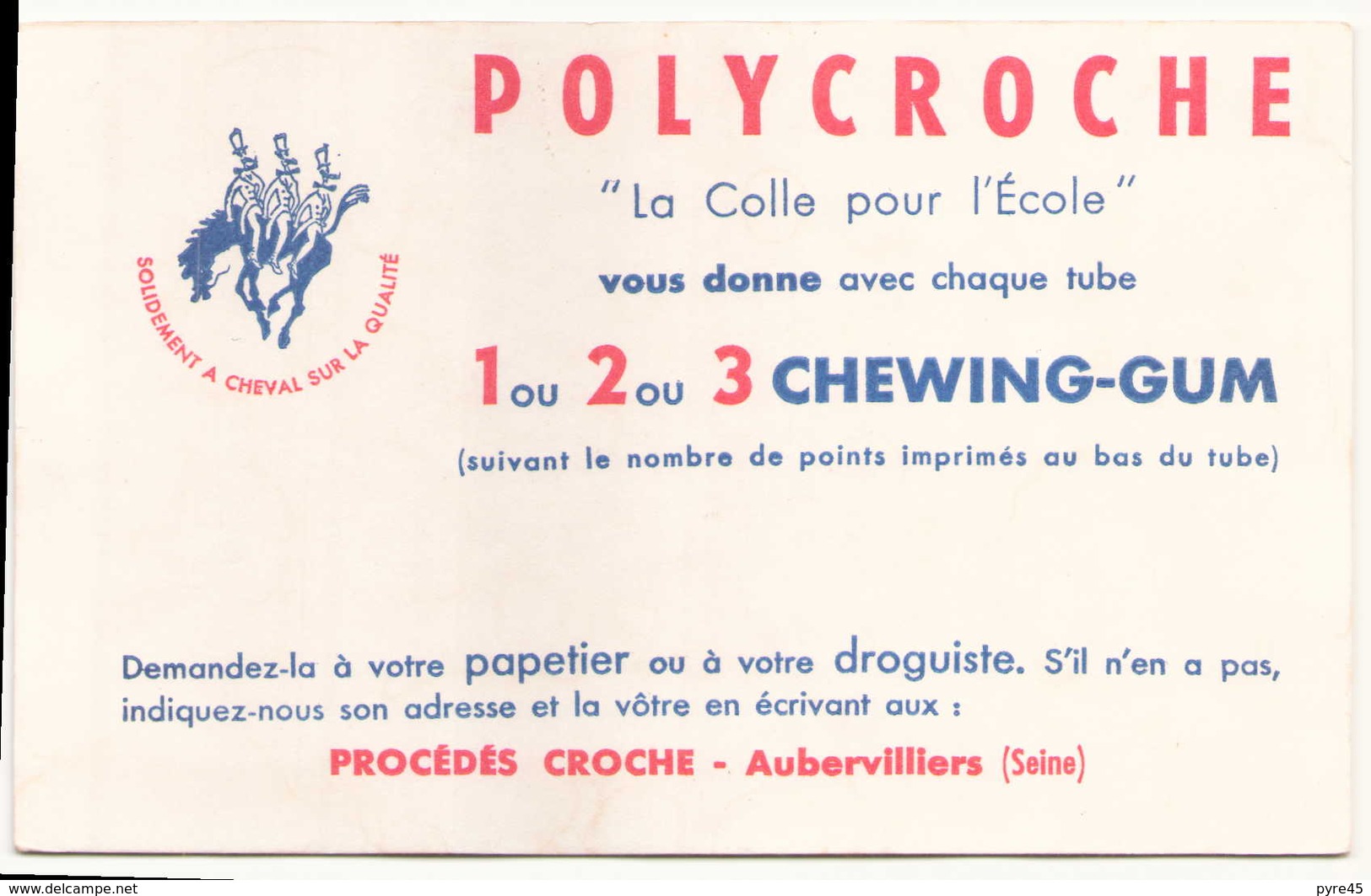 Buvard  ( 21 X 13.5 Cm ) Polycroche La Colle Pour L'école ( Pliures, Auréoles ) - Papeterie