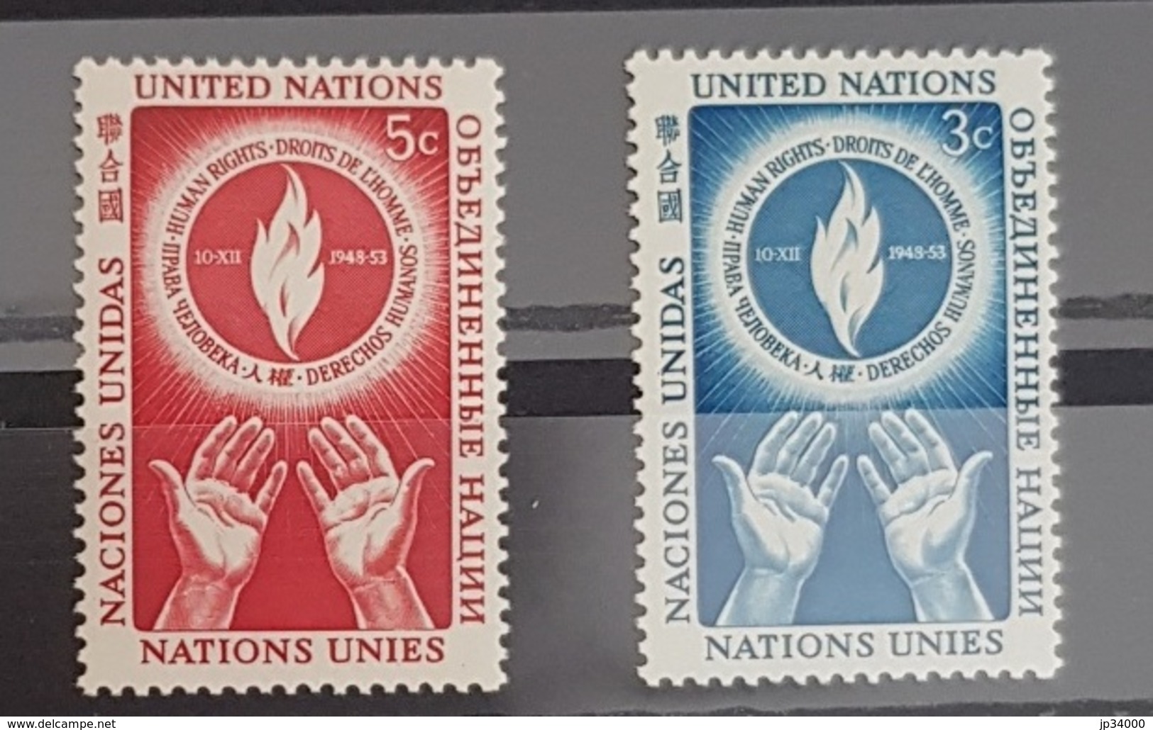 NATIONS UNIES, Mains, Main, Hand, Mano. Droits De L'homme. Yvert 21/22 ** MNH - Neufs