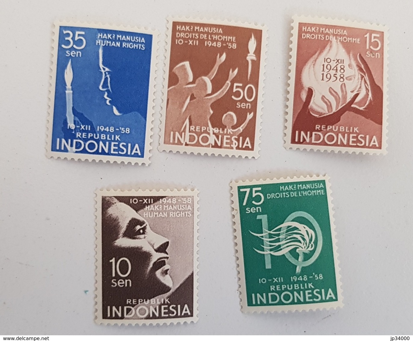 INDONESIE, Mains, Main, Hand, Mano, Droits De L'homme . Yvert 178/82 ** Tachés - Autres & Non Classés