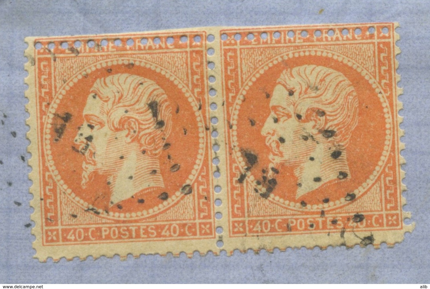 Lettre France 1862 Emission Empire Napoléon III Dentelé 40c Orange Pair No23. Bordeaux à Irun-BI Ambulant Baton-à Madrid - 1862 Napoléon III