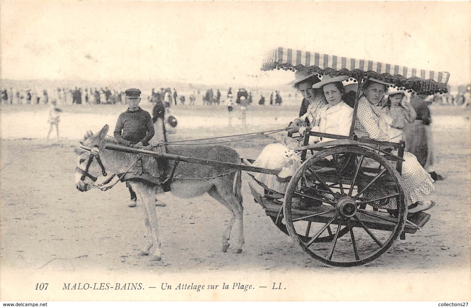 59-MALO-LES-BAINS- UN ATTELAGE SUR LA PLAGE - Malo Les Bains