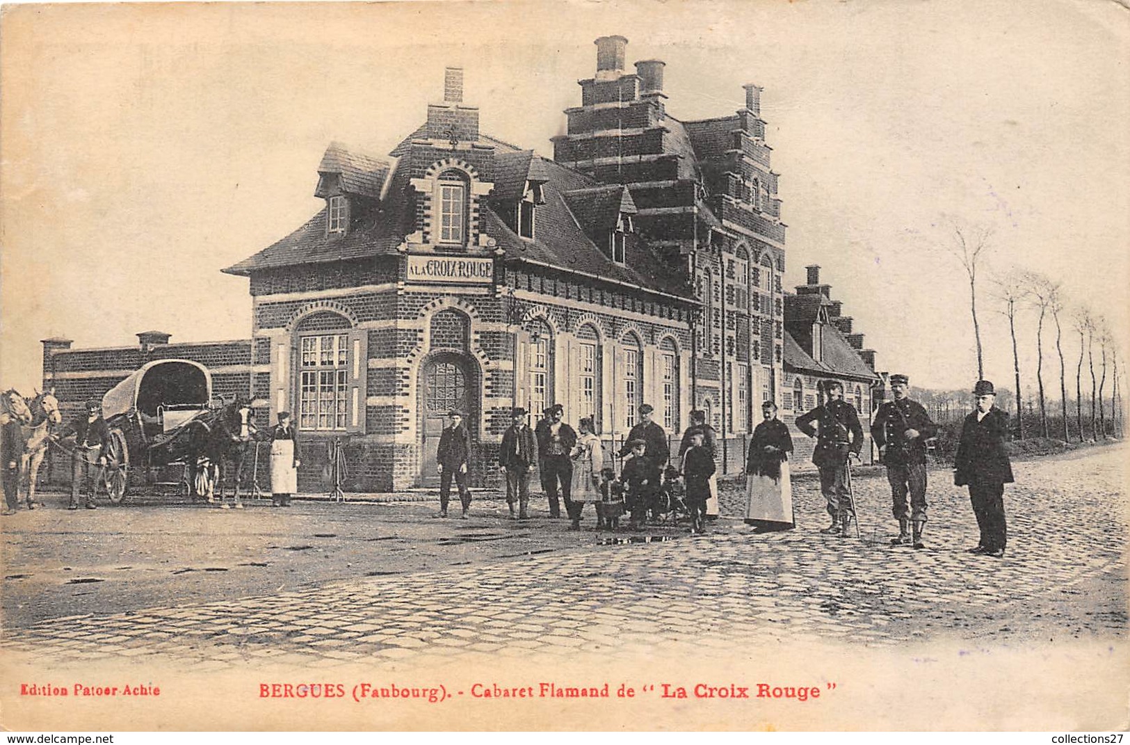 59-BERGUES- CABARET FLAMANT DE " LA CROIX ROUGE " - Bergues