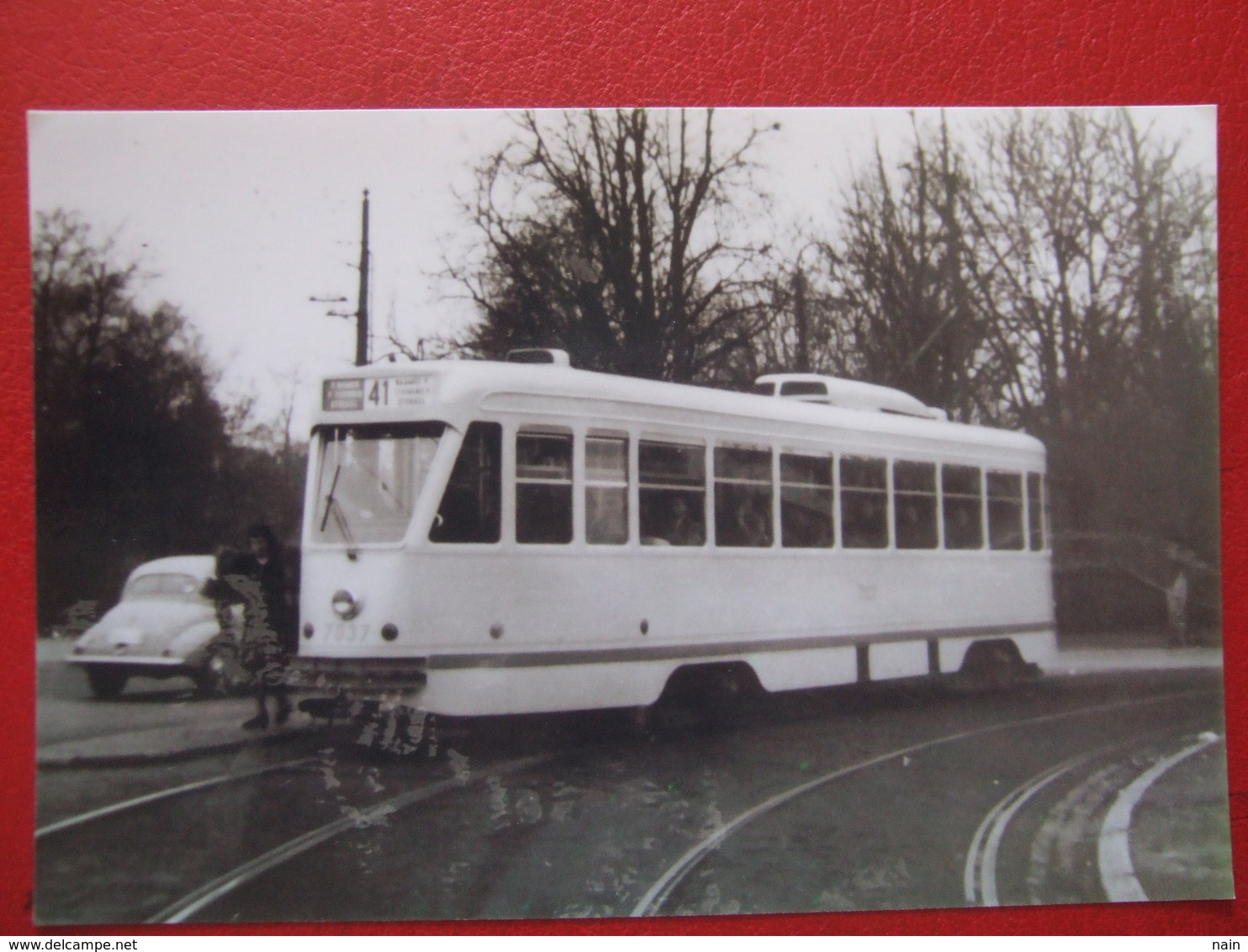 BELGIQUE - BRUXELLES - PHOTO 13.5 X 9.8 - TRAM - TRAMWAY - BUS -  LIGNE 41 - ANNEE 1960... - " RARE " - - Public Transport (surface)