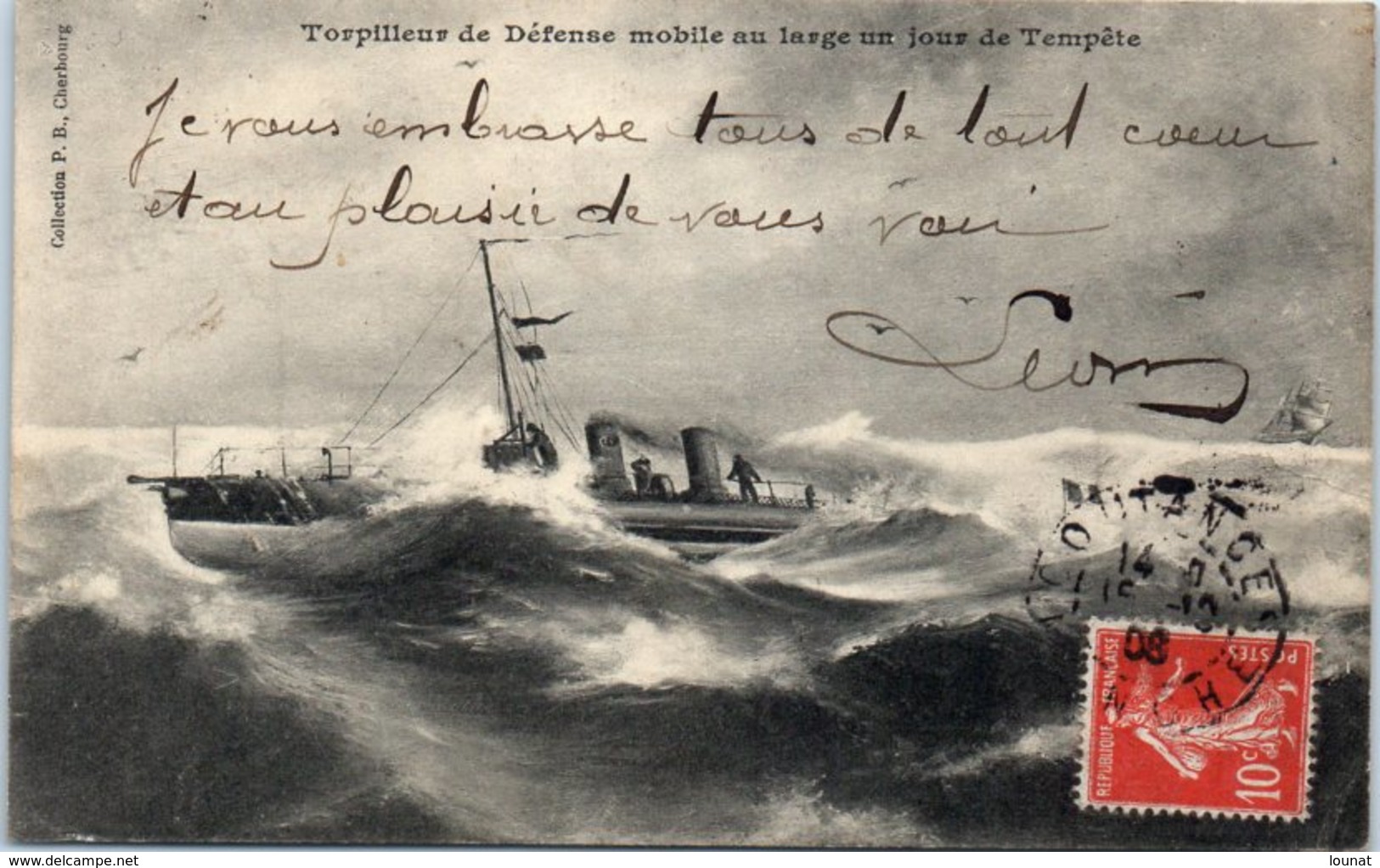 Bâteau - Torpilleur De Défense Mobile Au Large Un Jour De Tempête - Guerre