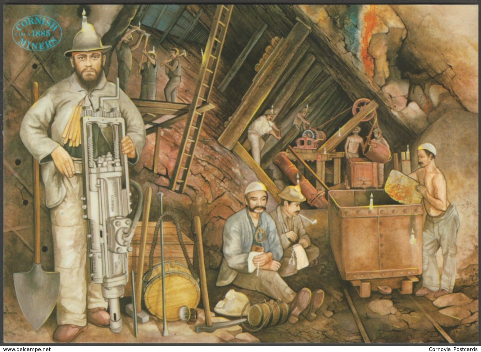 A Cornish Miner With A Holman's Rock Drill, C.1980s - Murray King Postcard - Other & Unclassified