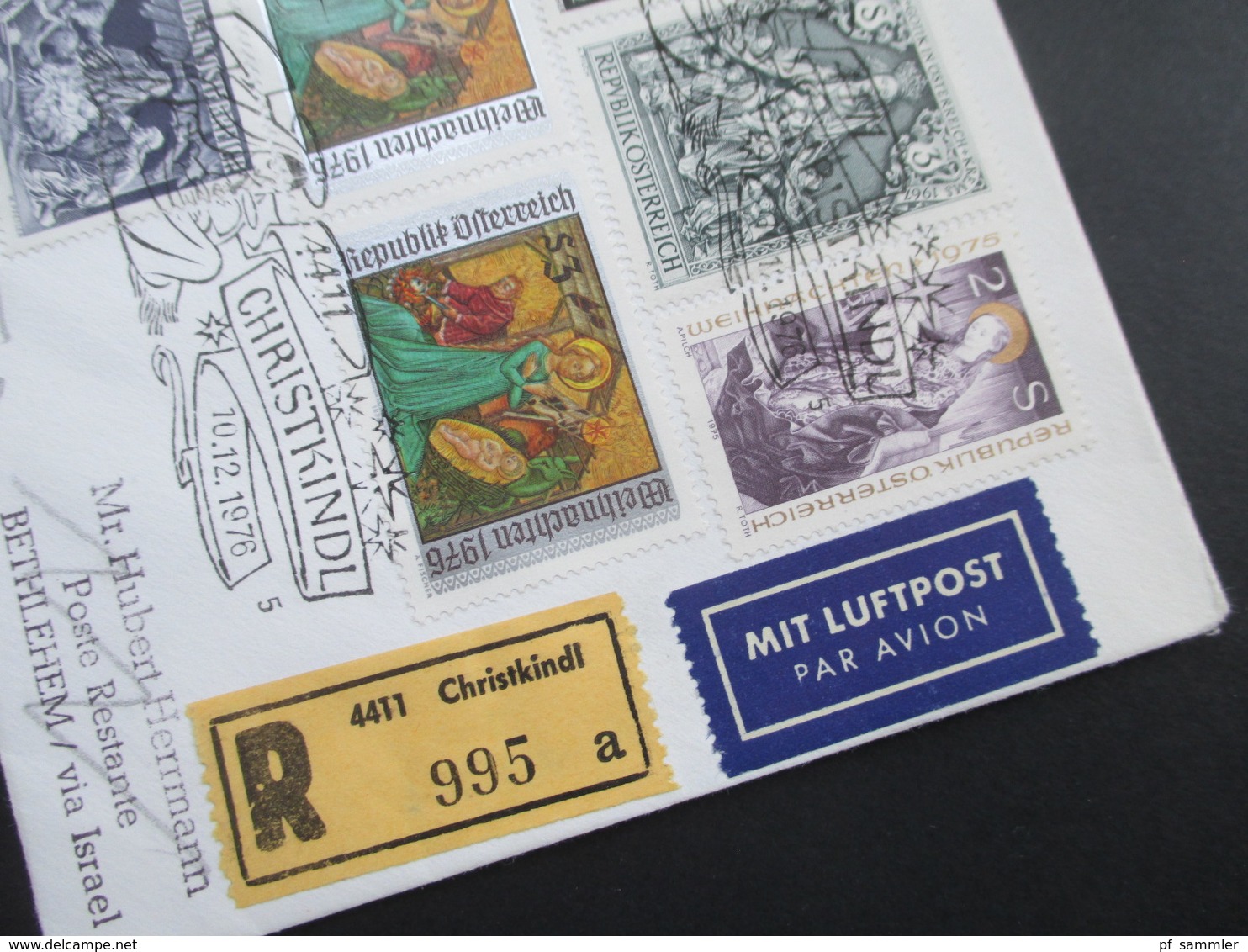 Österreich 1976 Christkindl Einschreiben / Luftpost Nach Bethlehem Via Israel. Poste Restante. Retour Mit Israel Marken! - Covers & Documents