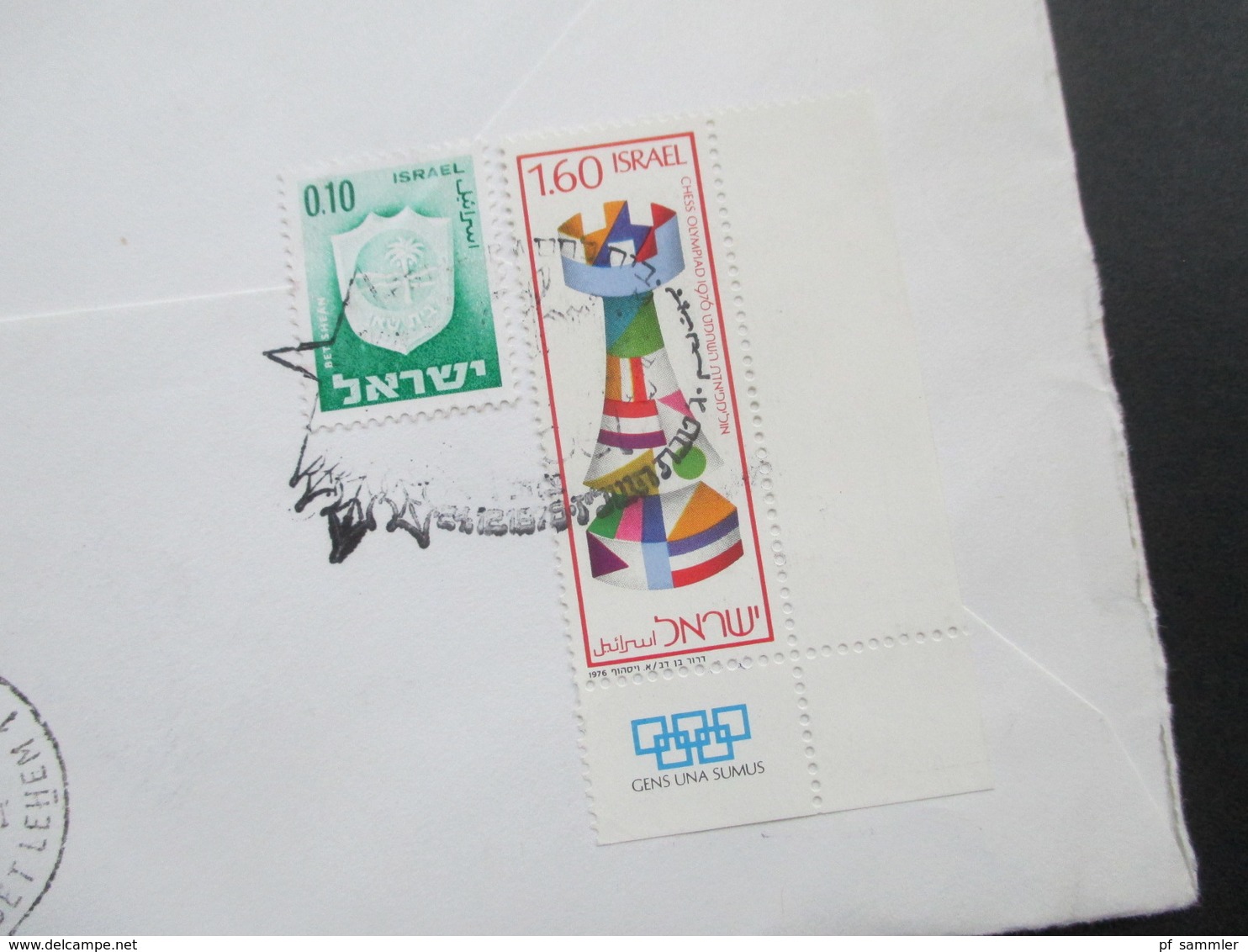 Österreich 1976 Christkindl Einschreiben / Luftpost nach Bethlehem via Israel. Poste Restante. Retour mit Israel Marken!