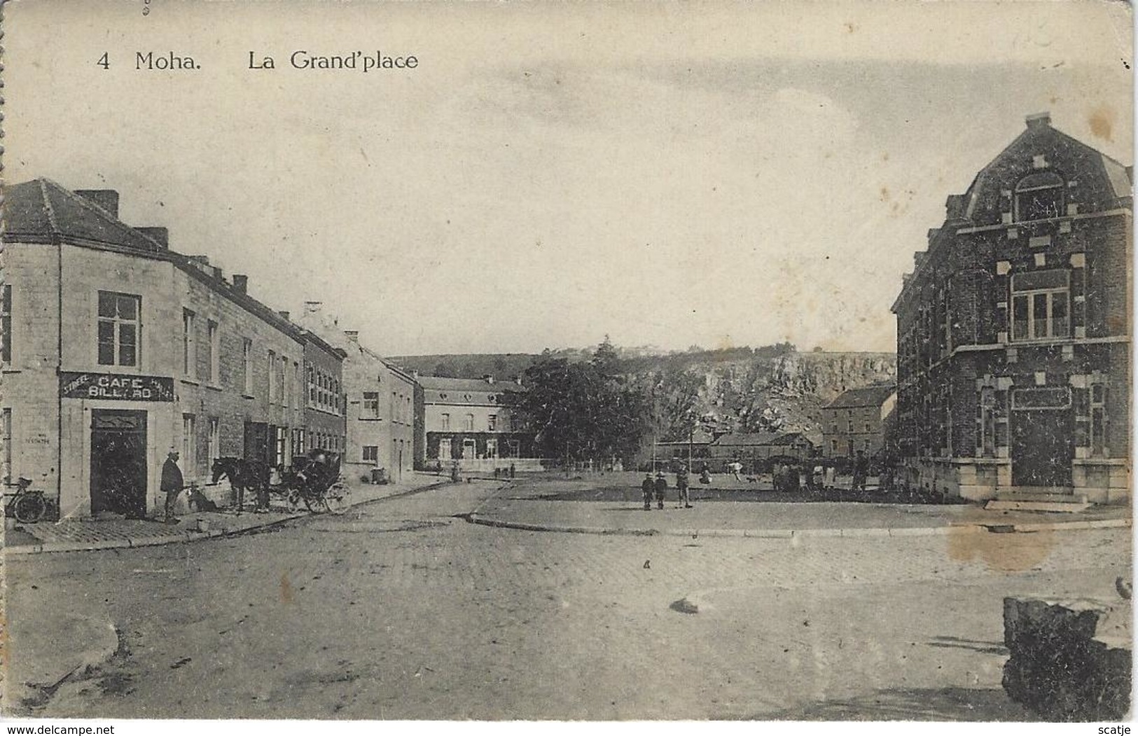 Moha.    La Grand'Place   -   (met Vlek)   1923   Naar   Molenbeek - Wanze