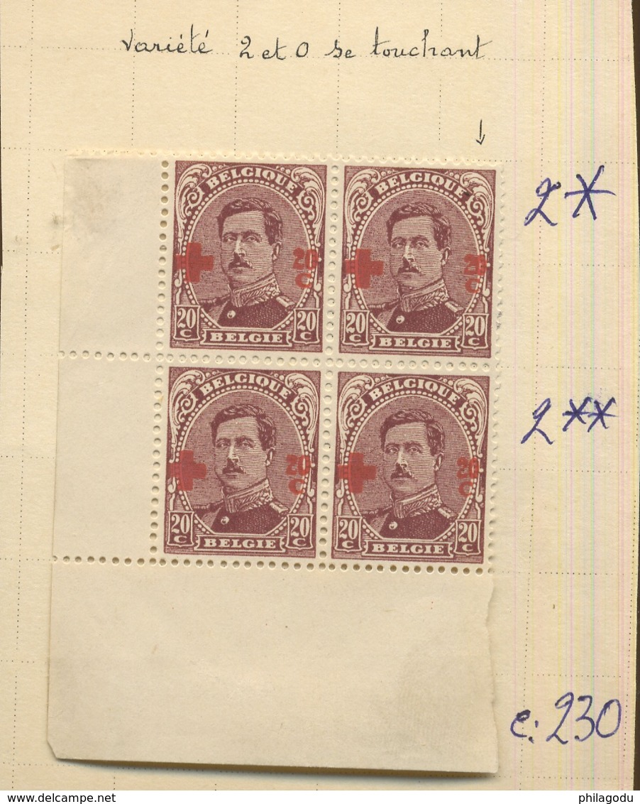 1918,  Belgique Albert 1er Croix-Rouge 1918, Variétés,  154**/ */  Cote 230 € Comme Normaux - 1918 Red Cross