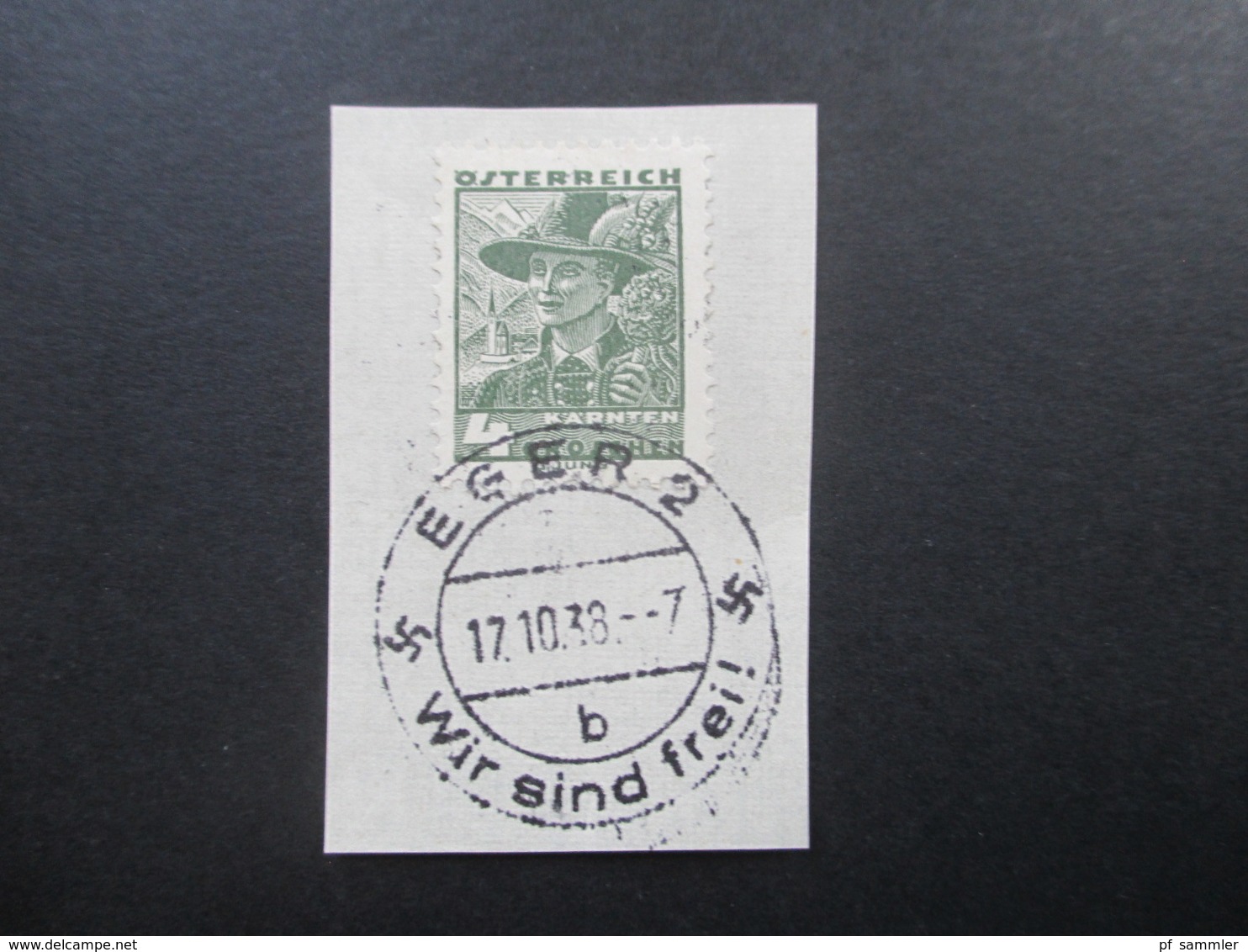 DR Besetzung 2 WK Sudetenland Österreich Nr. 569 Briefstück Mit Befreiungsstempel Eger 2 Wir Sind Frei! - Sudetenland