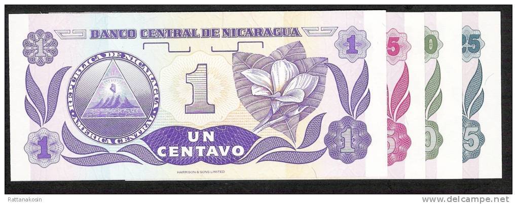 NICARAGUA P167-170     1,5,10,25 CENTAVOS    1991    UNC. - Nicaragua