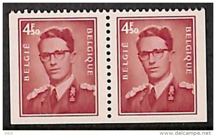 D- [205353] **/Mnh-BELGIQUE 1972 - N° 1659e, 4F50 'lunettes', Paire, ND à Gauche, Droite Et Bas, Dynastie - Neufs