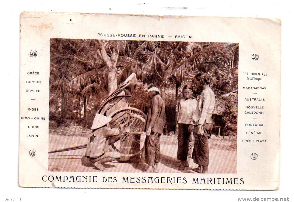 Compagnie Des Messageries Maritimes - Pousse Pousse En Panne-Saigon - Voir état - Autres & Non Classés