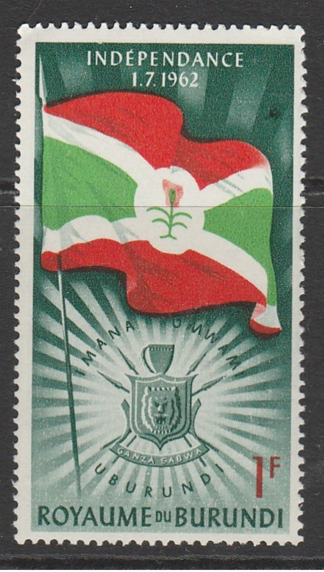 Burundi 1962 Independence - Inscribed "1.7.1962" 1 Fr Multicoloured SW 30 O Used - Used Stamps