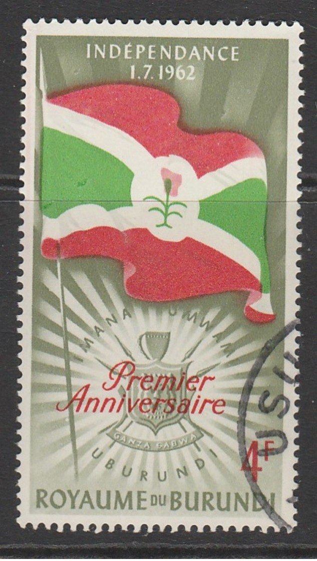 Burundi 1962 Independence - Inscribed "1.7.1962" 4 Fr Multicoloured SW 33 O Used - Used Stamps