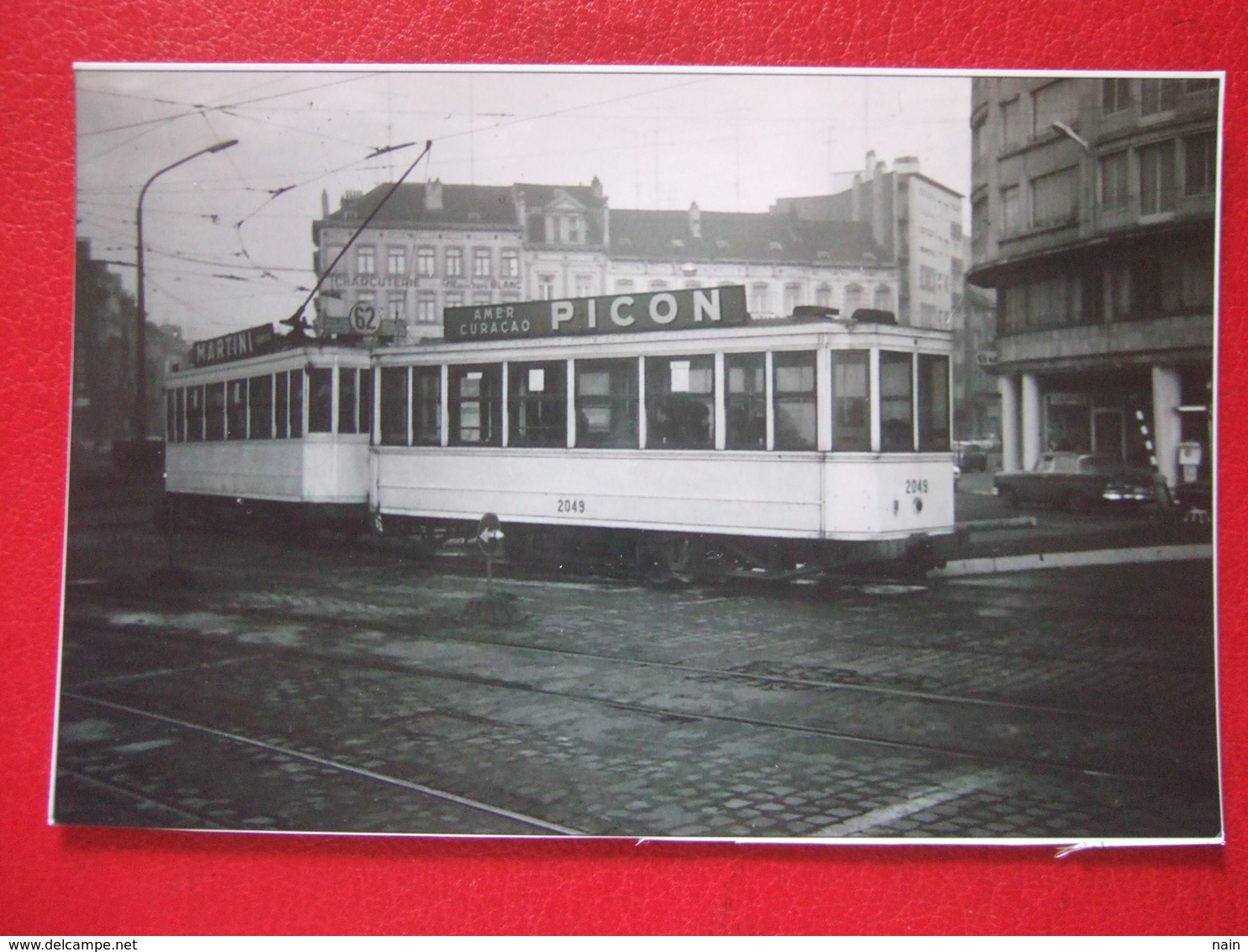 BELGIQUE - BRUXELLES - PHOTO 15 X 10 - TRAM - TRAMWAY  - LIGNE 62 - PUB : PICON - REMORQUE - - Public Transport (surface)